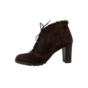 Franco Barbieri Brown Suede Lace up Stacked Heel Ankle Boots 8.5 M Italy